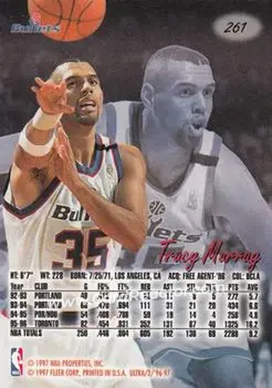 1996-97 Ultra #261 - Tracy Murray - Washington Bullets - Back 1996-97 Ultra #261 - Tracy Murray - Washington Bullets - Back