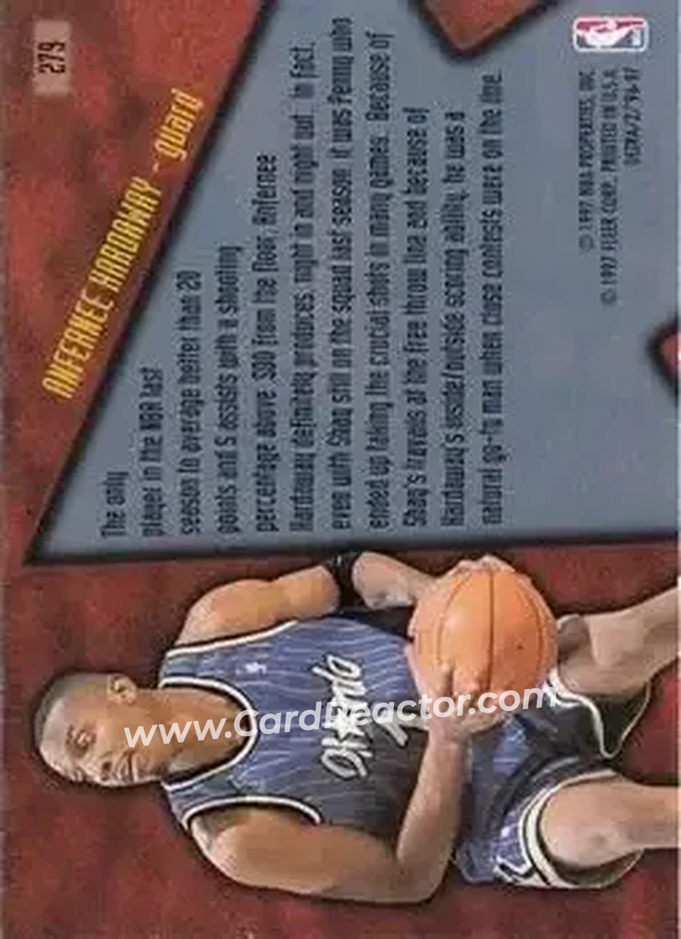 1996-97 Ultra #279 - Anfernee Hardaway - Orlando Magic - Back