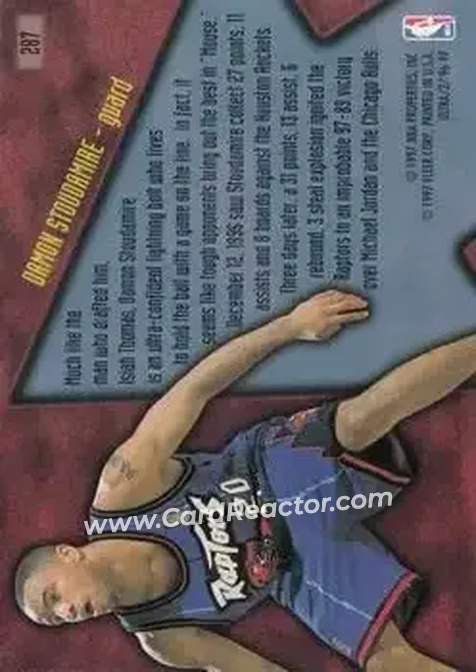 1996-97 Ultra #287 - Damon Stoudamire - Toronto Raptors - Back