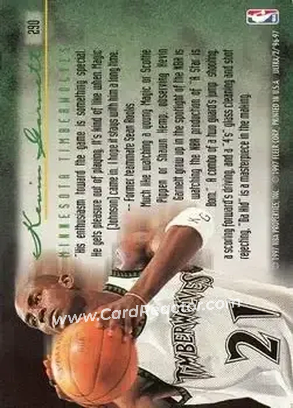 1996-97 Ultra #290 - Kevin Garnett - Minnesota Timberwolves - Back