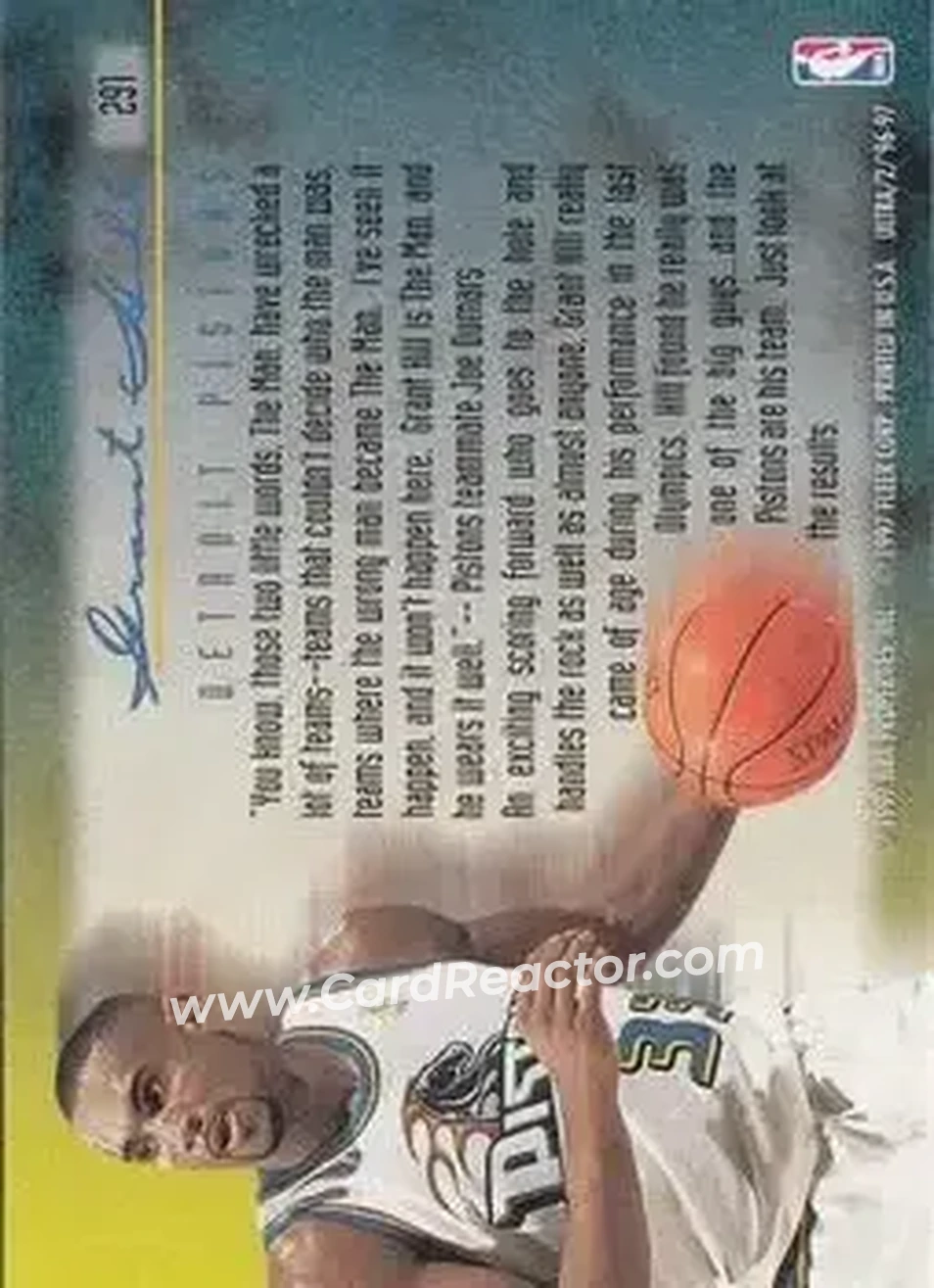 1996-97 Ultra #291 - Grant Hill - Detroit Pistons - Back