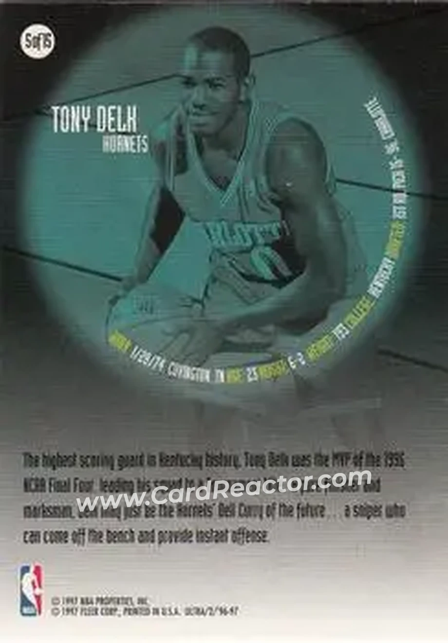 1996-97 Ultra - All-Rookie #5 - Tony Delk - Charlotte Hornets - Back