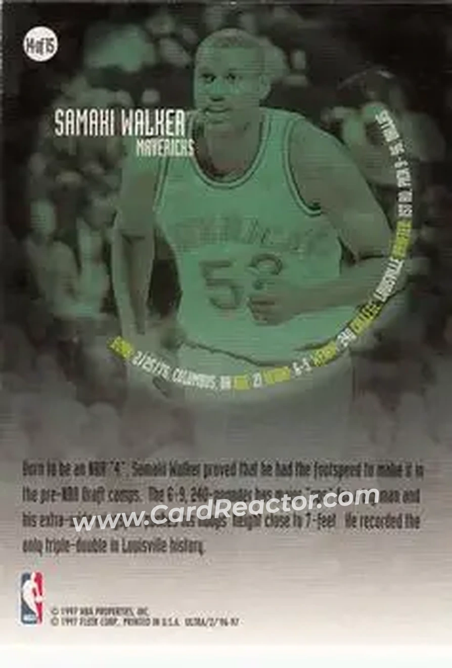 1996-97 Ultra - All-Rookie #14 - Samaki Walker - Dallas Mavericks - Back