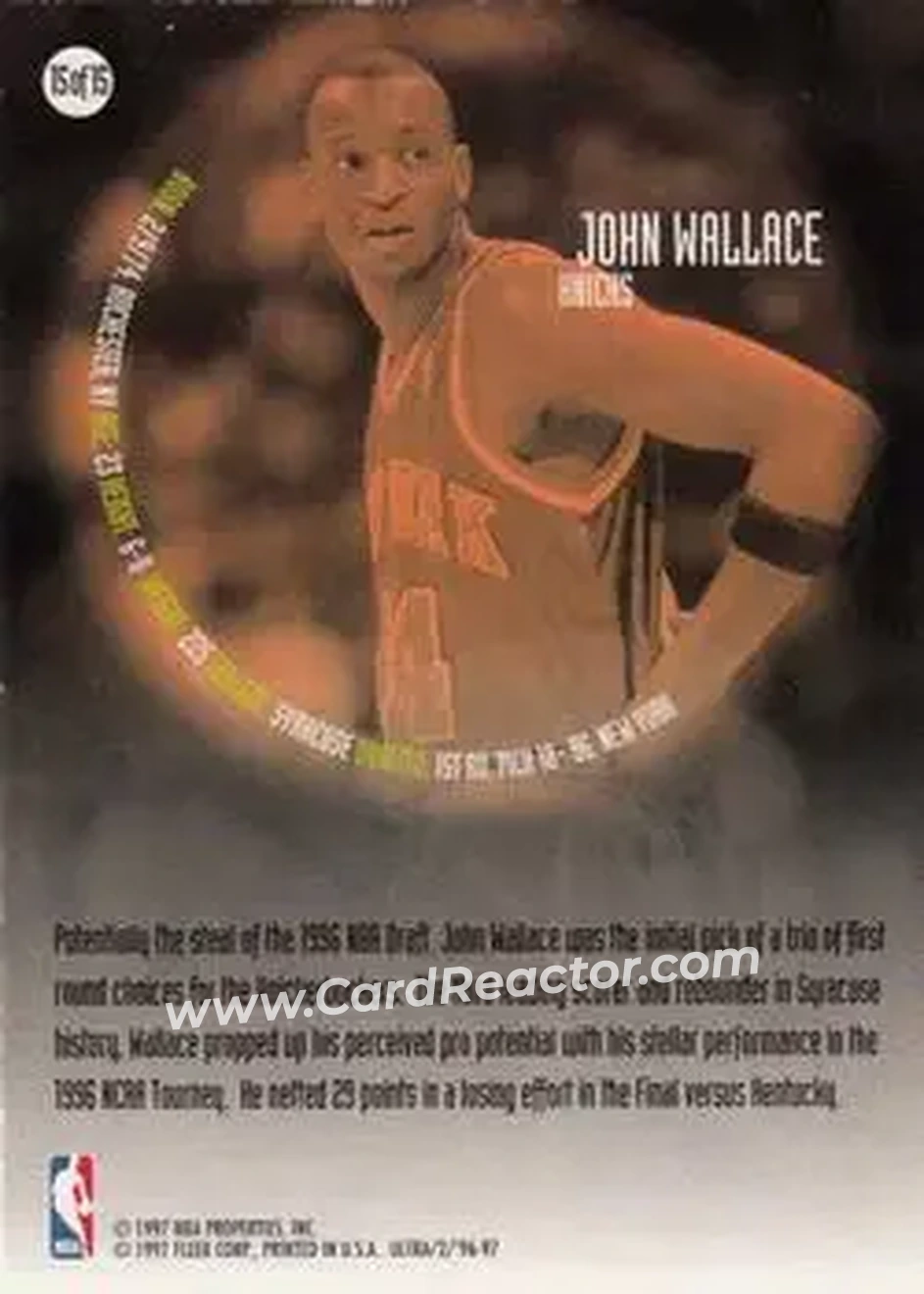 1996-97 Ultra - All-Rookie #15 - John Wallace - New York Knicks - Back