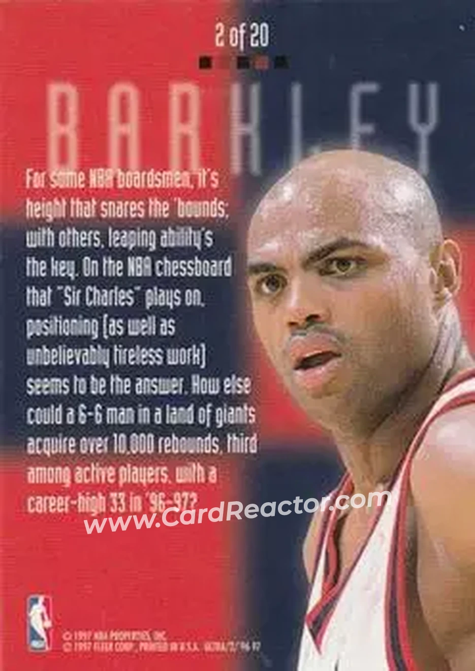 1996-97 Ultra - Board Game #2 - Charles Barkley - Houston Rockets - Back