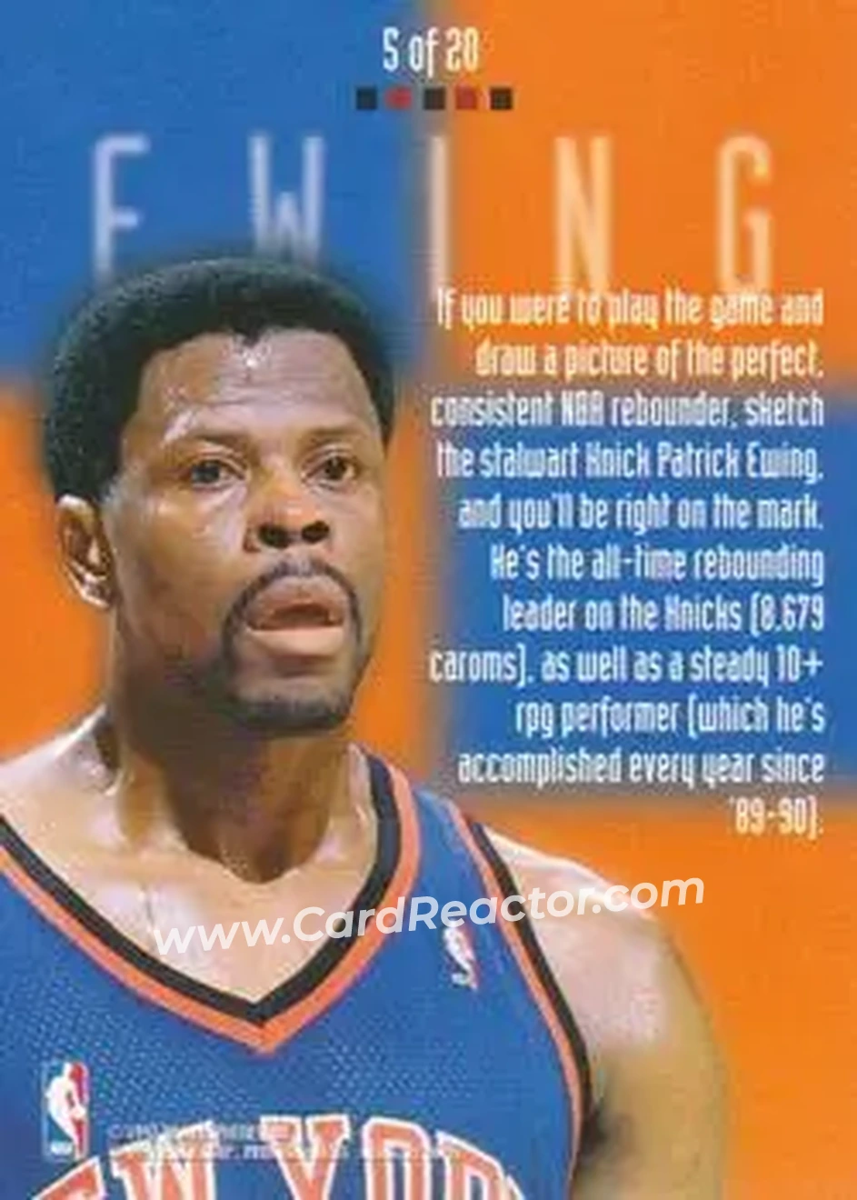 1996-97 Ultra - Board Game #5 - Patrick Ewing - New York Knicks - Back 1996-97 Ultra - Board Game #5 - Patrick Ewing - New York Knicks - Back