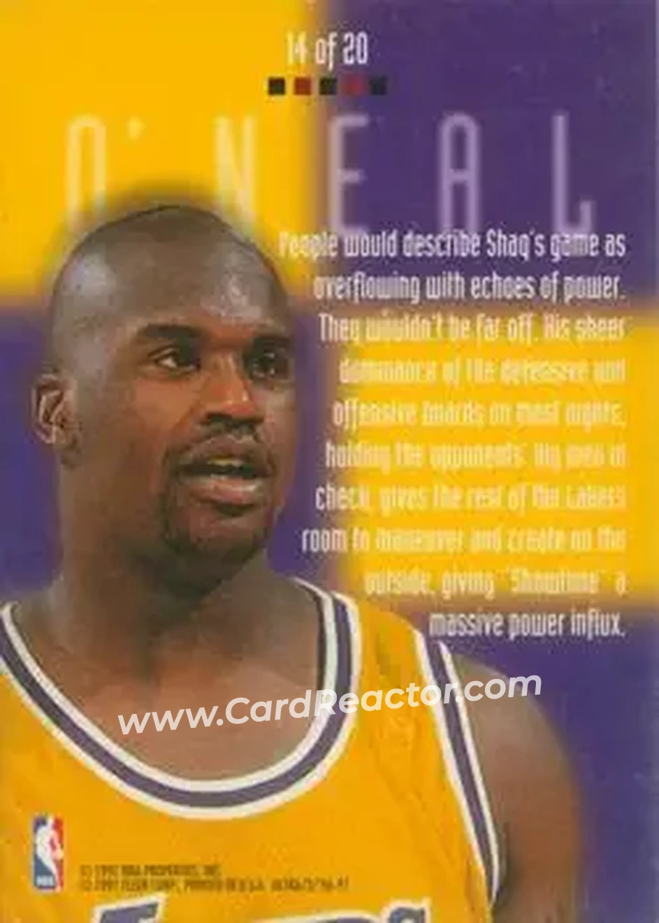 1996-97 Ultra - Board Game #14 - Shaquille O'Neal - Los Angeles Lakers - Back