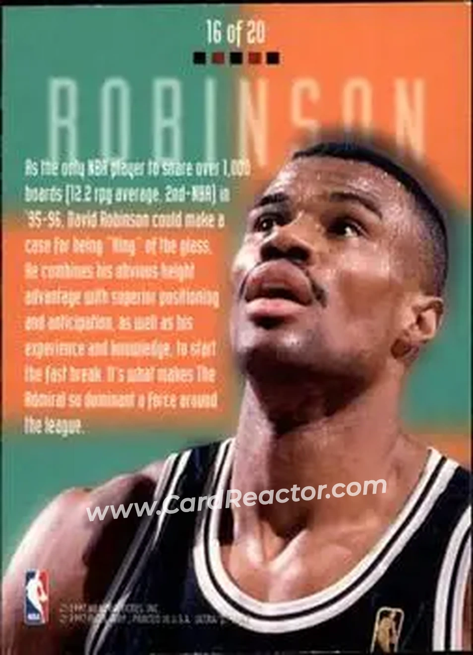 1996-97 Ultra - Board Game #16 - David Robinson - San Antonio Spurs - Back