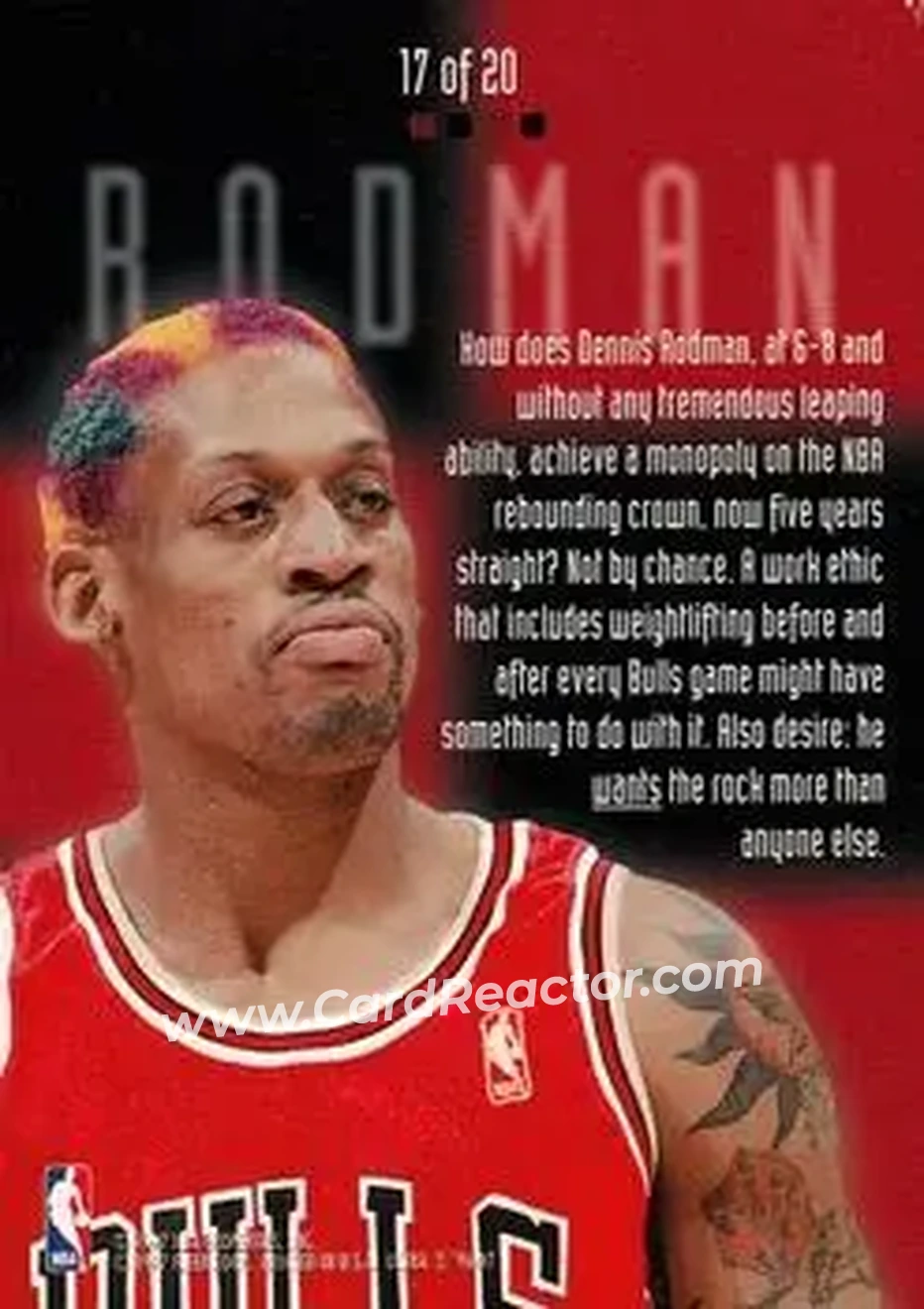1996-97 Ultra - Board Game #17 - Dennis Rodman - Chicago Bulls - Back 1996-97 Ultra - Board Game #17 - Dennis Rodman - Chicago Bulls - Back