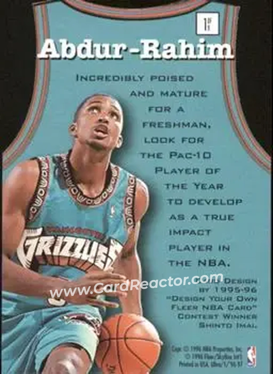 1996-97 Ultra - Fresh Faces #1 - Shareef Abdur-Rahim - Vancouver Grizzlies - Back