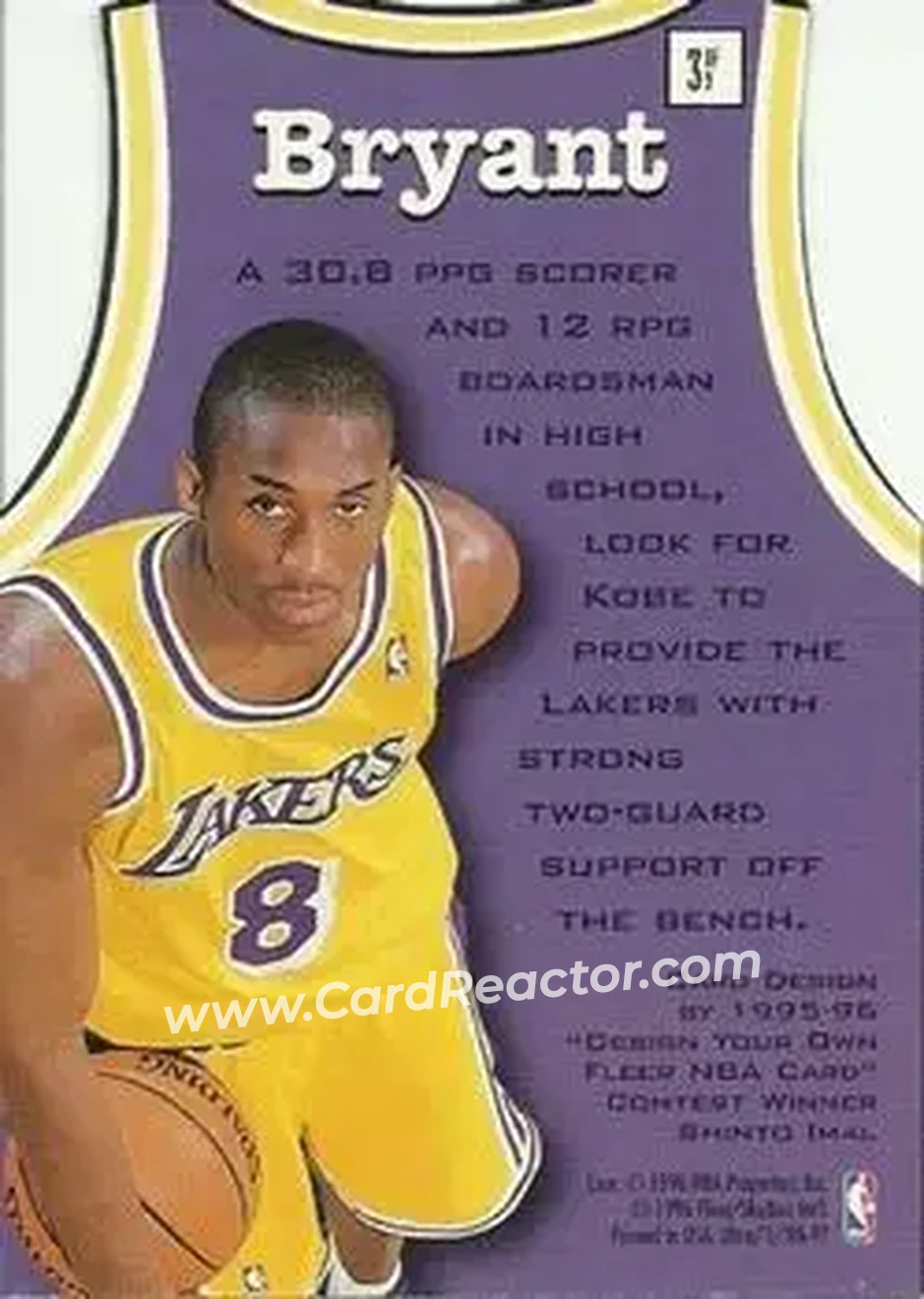 1996-97 Ultra - Fresh Faces #3 - Kobe Bryant - Los Angeles Lakers - Back