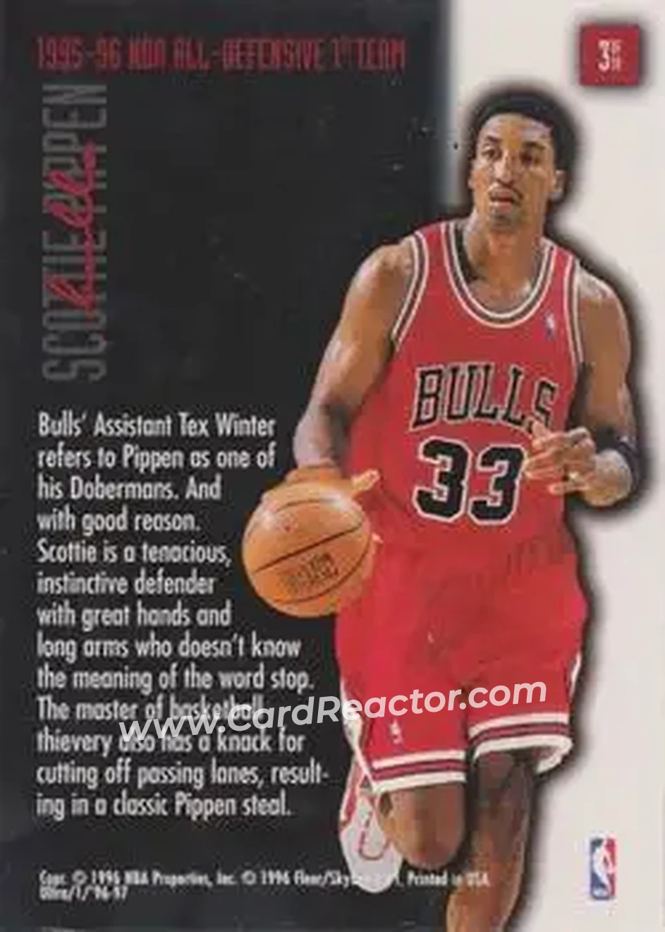 1996-97 Ultra - Full Court Trap #3 - Scottie Pippen - Chicago Bulls - Back