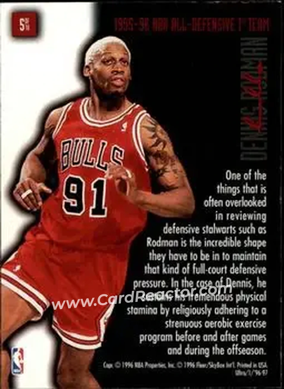 1996-97 Ultra - Full Court Trap #5 - Dennis Rodman - Chicago Bulls - Back