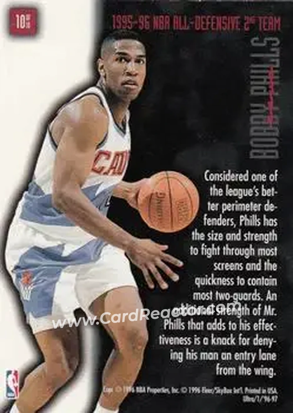 1996-97 Ultra - Full Court Trap #10 - Bobby Phills - Cleveland Cavaliers - Back