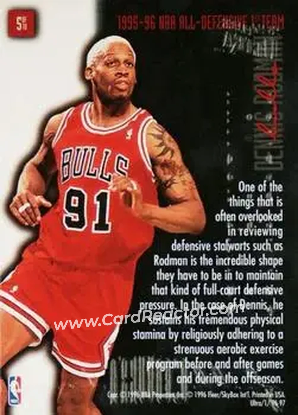 1996-97 Ultra - Full Court Trap Gold #5 - Dennis Rodman - Chicago Bulls - Back