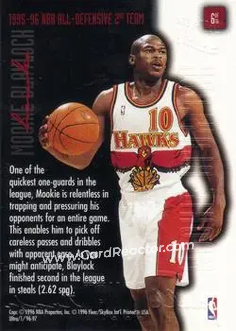 1996-97 Ultra - Full Court Trap Gold #6 - Mookie Blaylock - Atlanta Hawks - Back