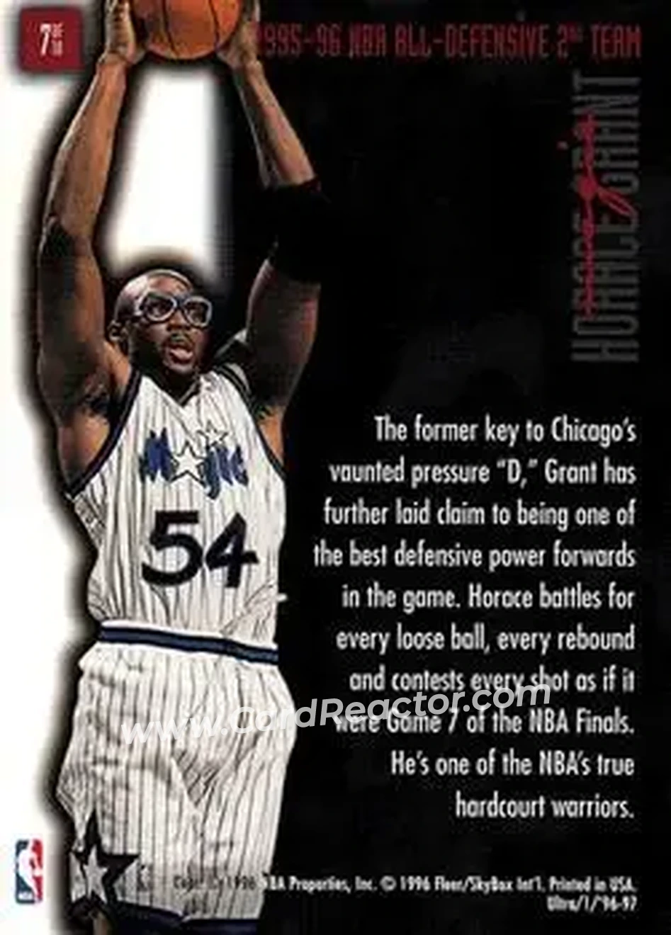 1996-97 Ultra - Full Court Trap Gold #7 - Horace Grant - Orlando Magic - Back