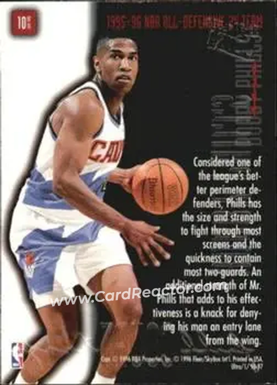 1996-97 Ultra - Full Court Trap Gold #10 - Bobby Phills - Cleveland Cavaliers - Back