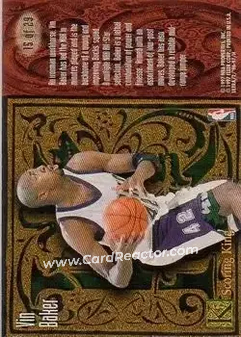 1996-97 Ultra - Scoring Kings #15 - Vin Baker - Milwaukee Bucks - Back