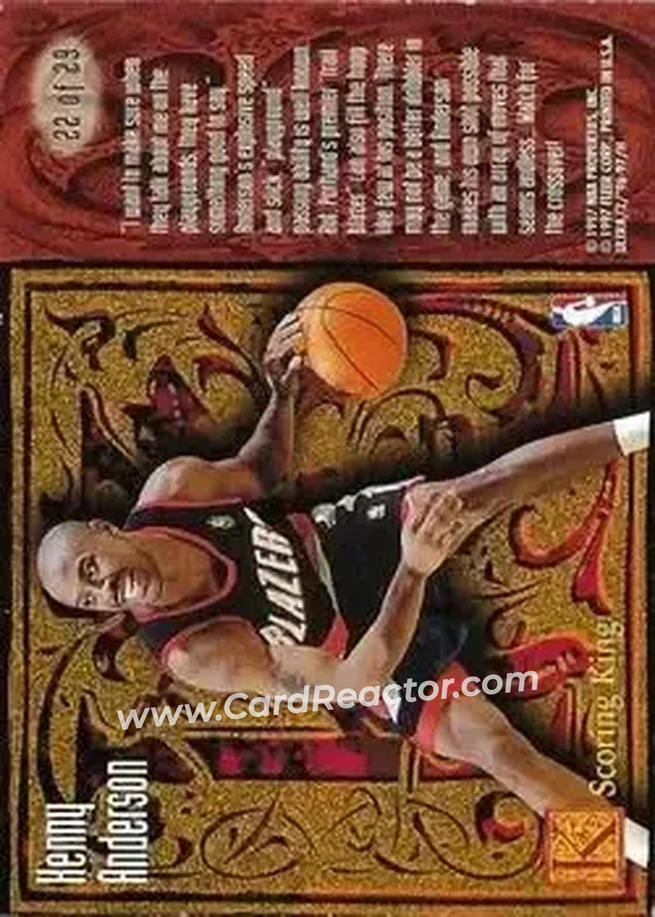 1996-97 Ultra - Scoring Kings #22 - Kenny Anderson - Portland Trail Blazers - Back