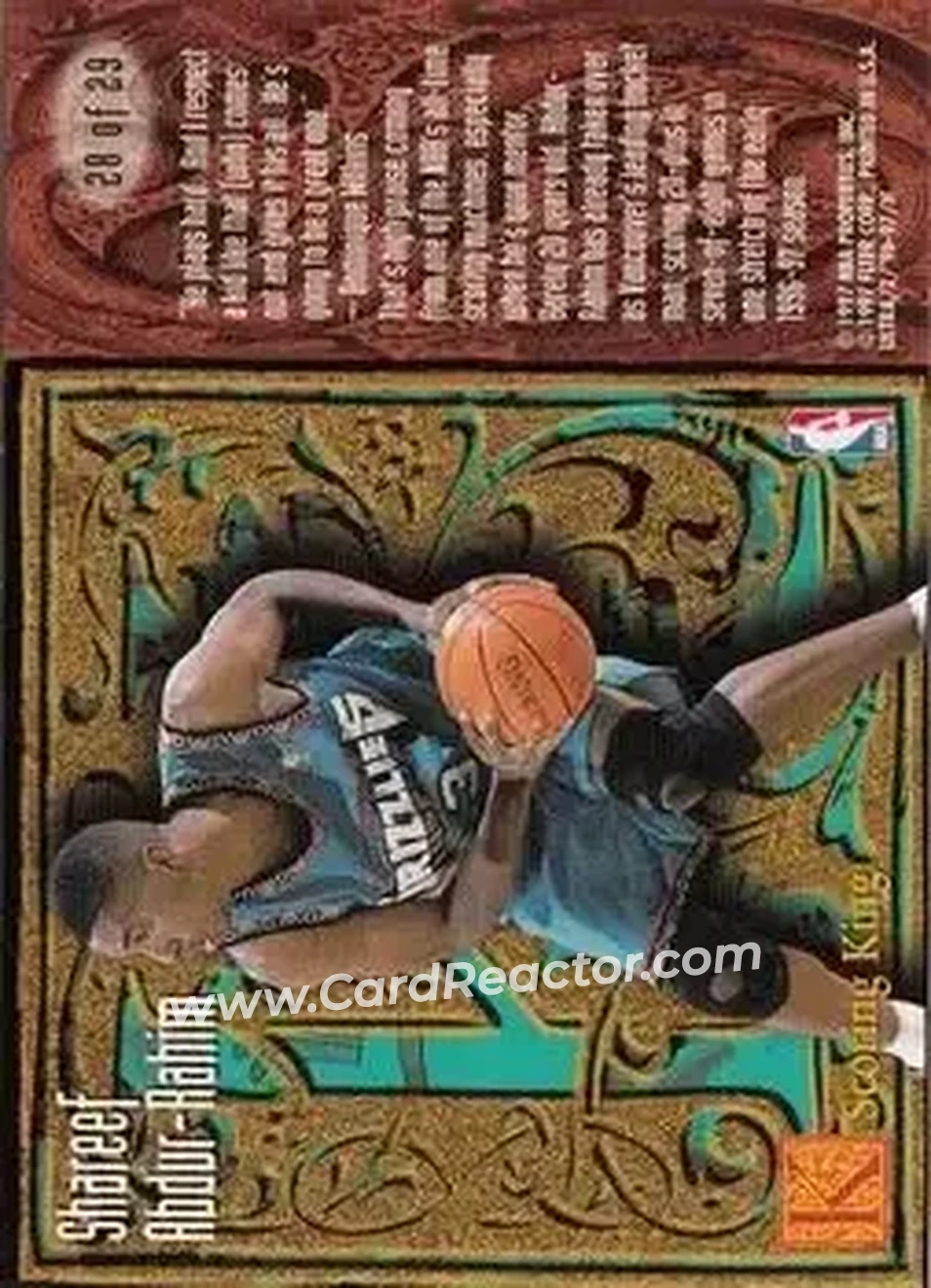 1996-97 Ultra - Scoring Kings #28 - Shareef Abdur-Rahim - Vancouver Grizzlies - Back