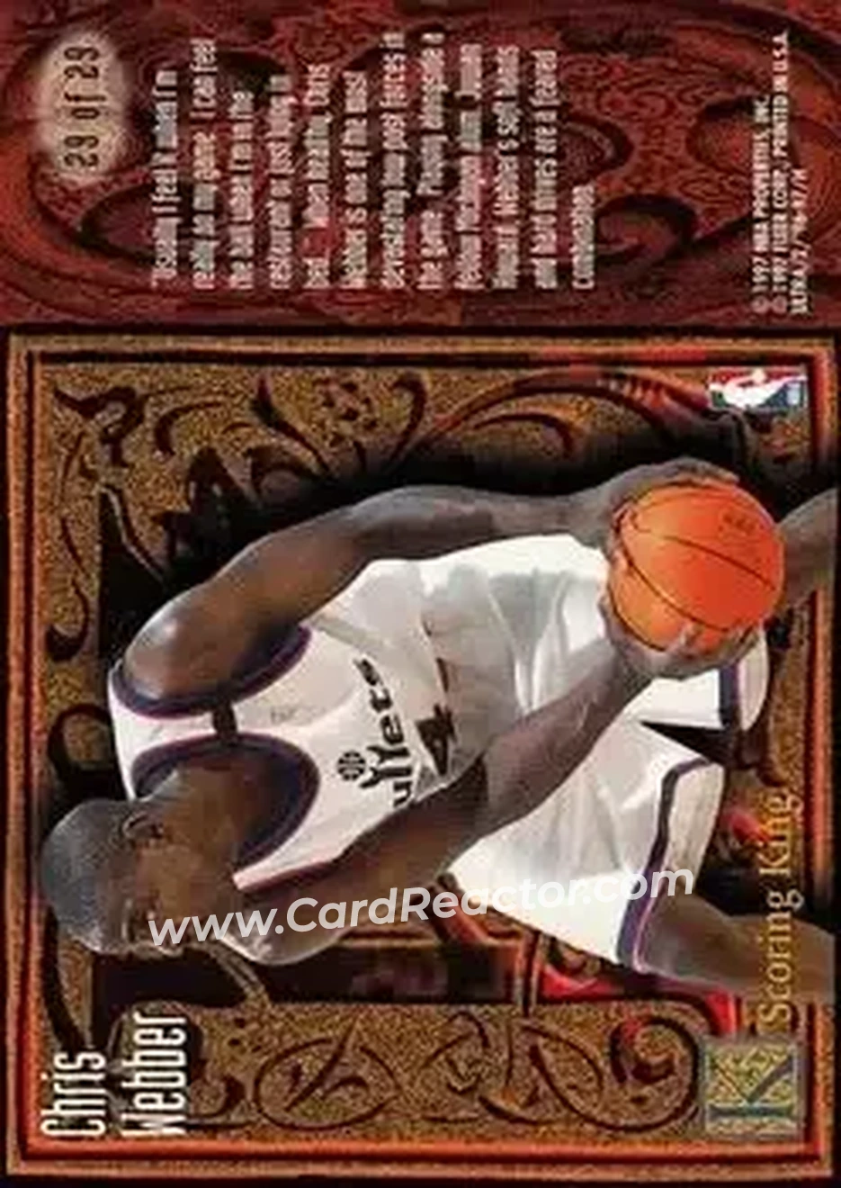 1996-97 Ultra - Scoring Kings #29 - Chris Webber - Washington Bullets - Back 1996-97 Ultra - Scoring Kings #29 - Chris Webber - Washington Bullets - Back