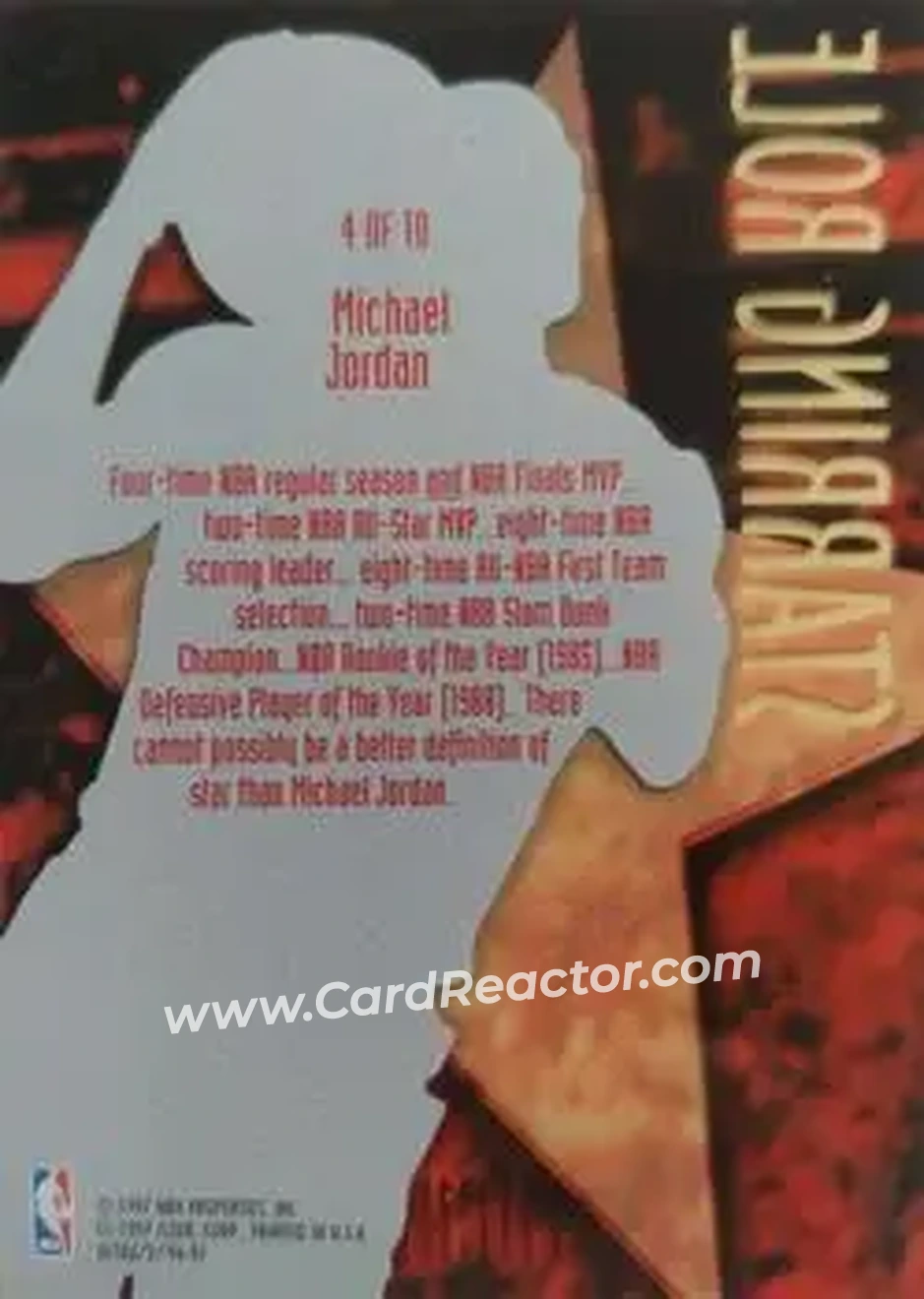 1996-97 Ultra - Starring Role #4 - Michael Jordan - Chicago Bulls - Back