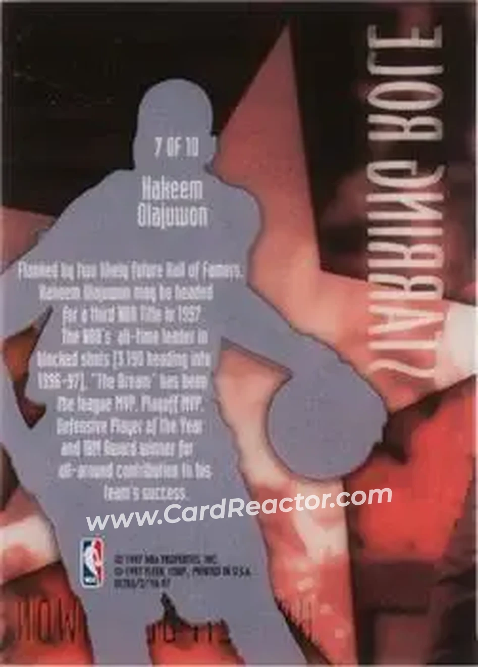 1996-97 Ultra - Starring Role #7 - Hakeem Olajuwon - Houston Rockets - Back