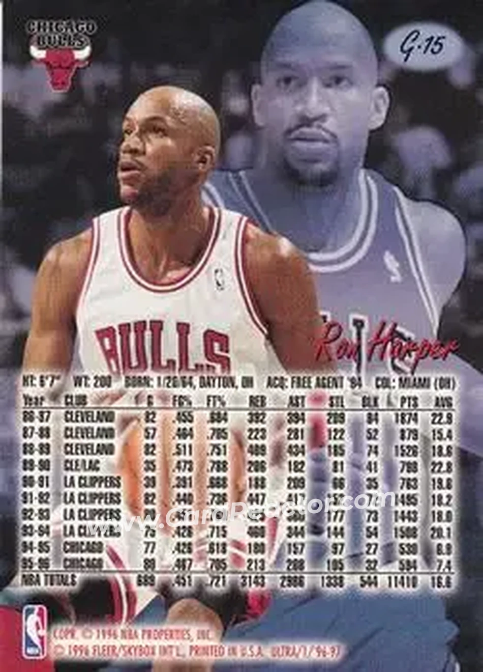 1996-97 Ultra - Gold Medallion #G-15 - Ron Harper - Chicago Bulls - Back