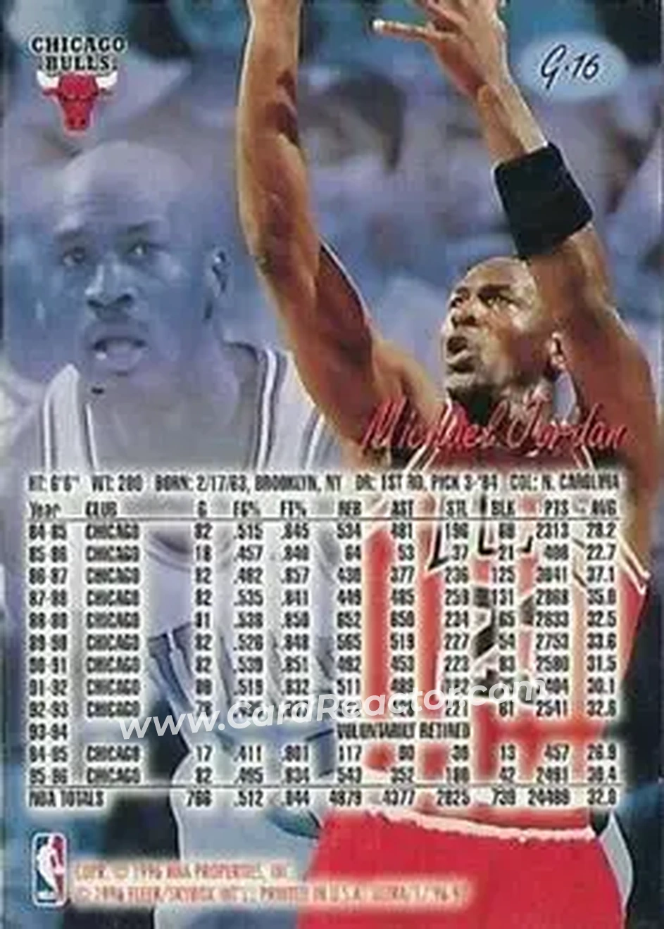 1996-97 Ultra - Gold Medallion #G-16 - Michael Jordan - Chicago Bulls - Back