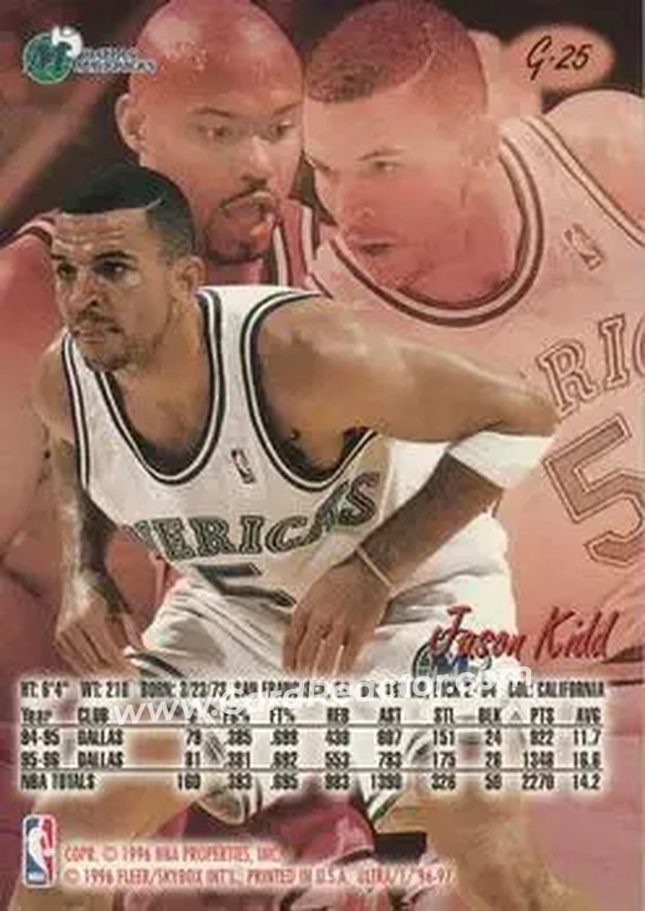 1996-97 Ultra - Gold Medallion #G-25 - Jason Kidd - Dallas Mavericks - Back