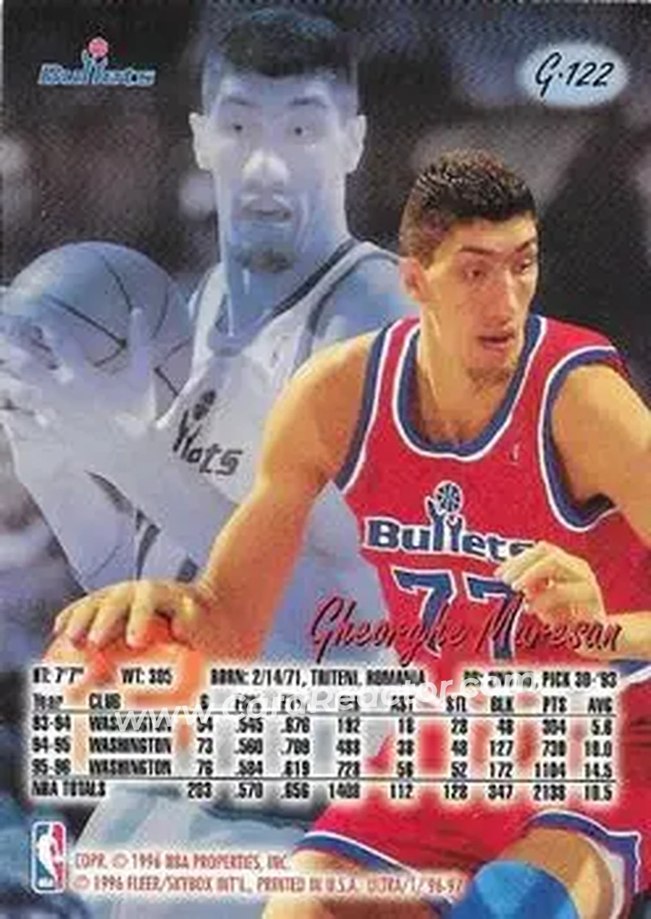 1996-97 Ultra - Gold Medallion #G-122 - Gheorghe Mureșan - Washington Bullets - Back