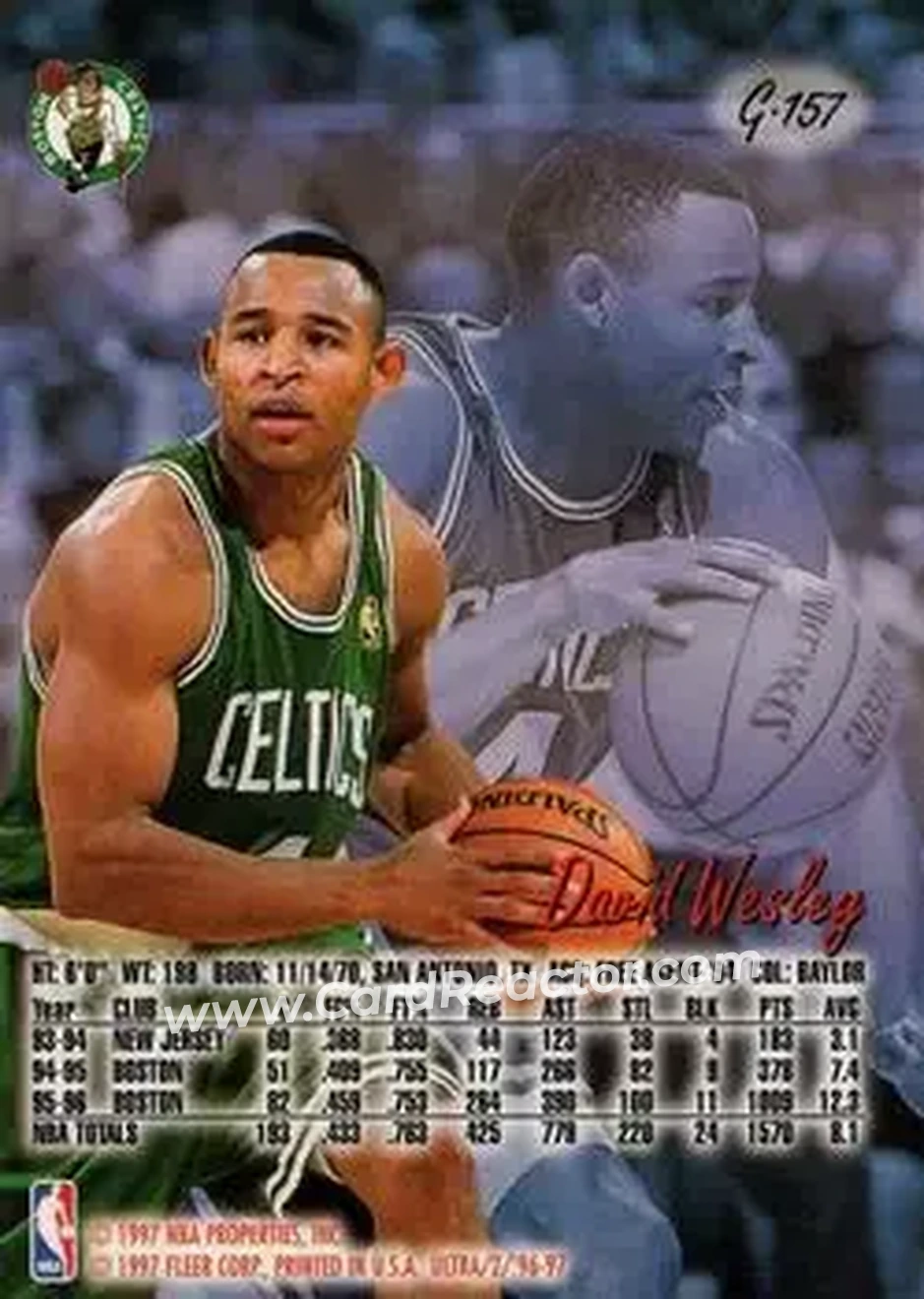 1996-97 Ultra - Gold Medallion #G-157 - David Wesley - Boston Celtics - Back