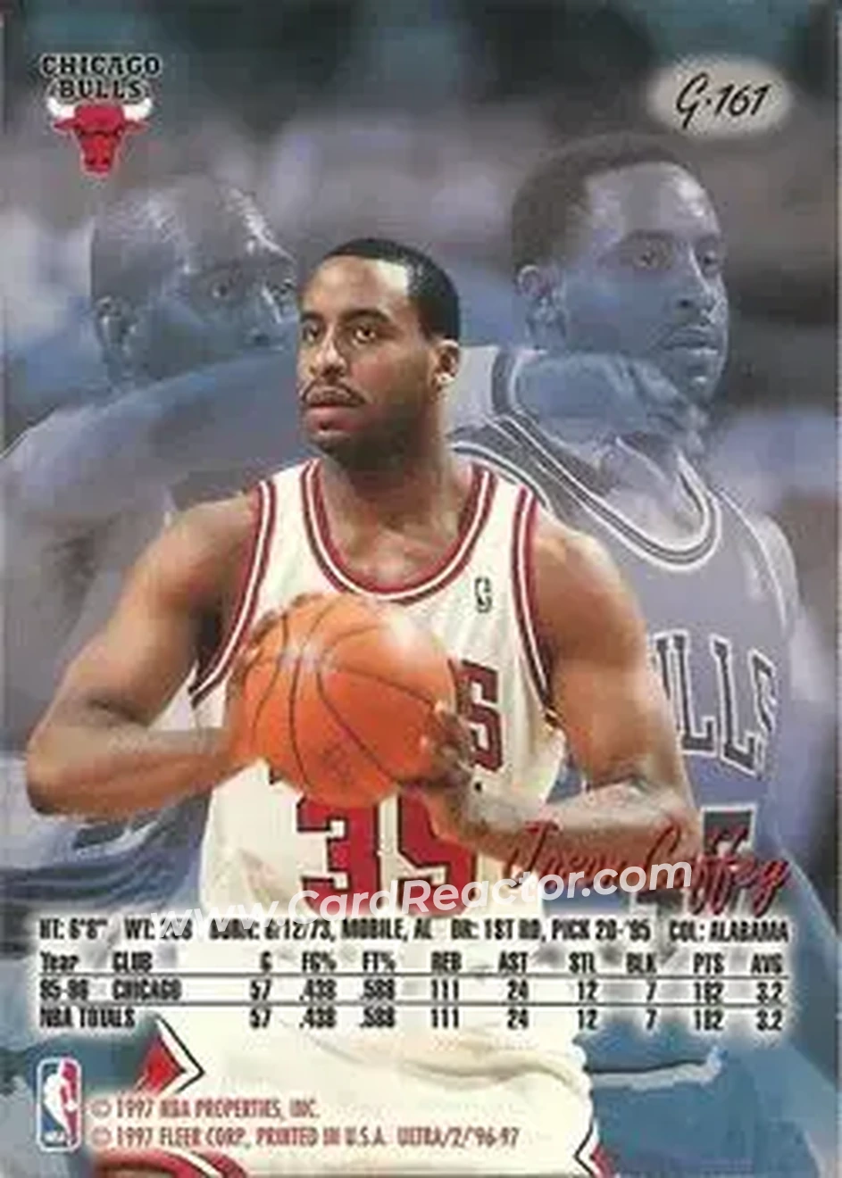 1996-97 Ultra - Gold Medallion #G-161 - Jason Caffey - Chicago Bulls - Back