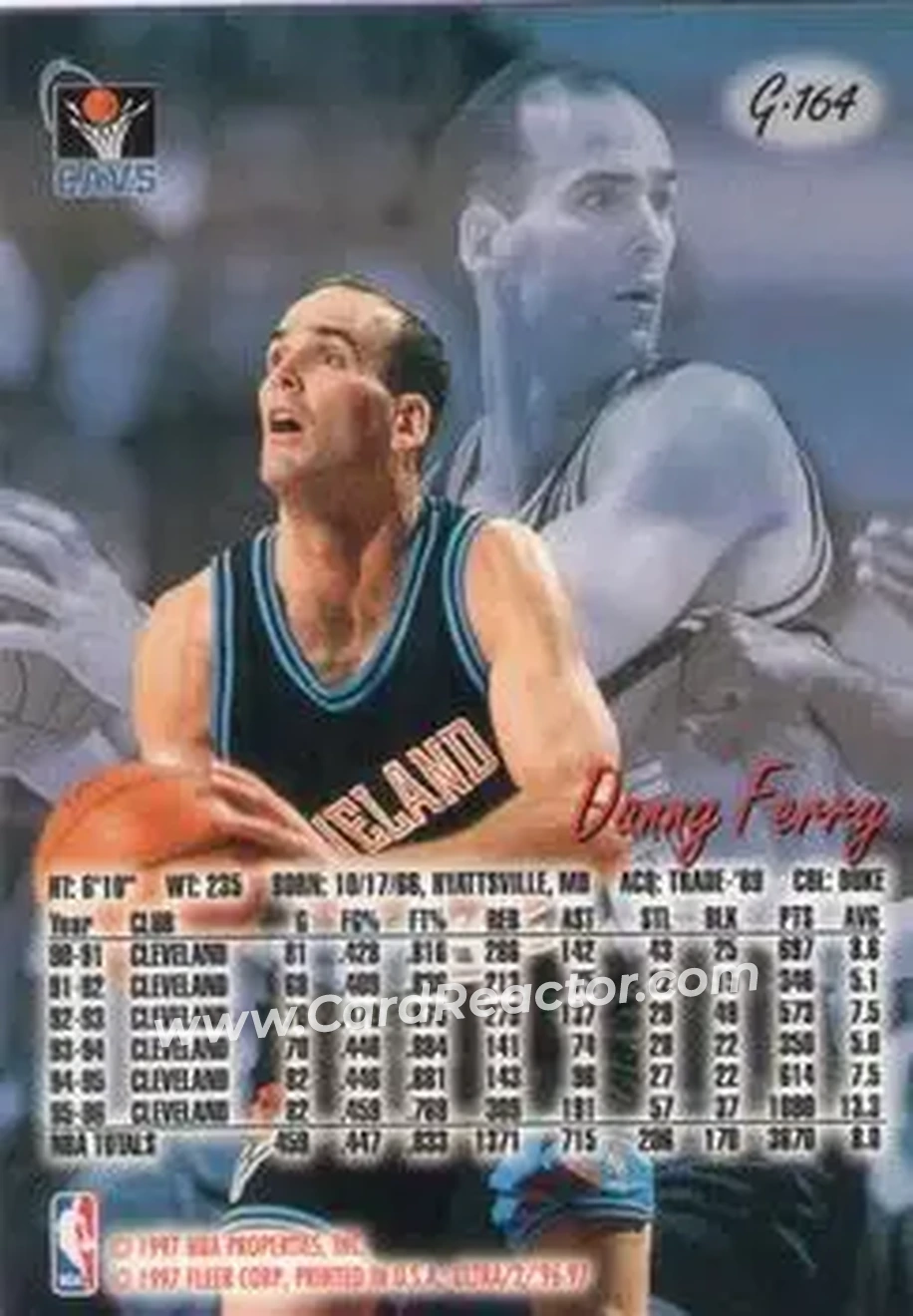 1996-97 Ultra - Gold Medallion #G-164 - Danny Ferry - Cleveland Cavaliers - Back