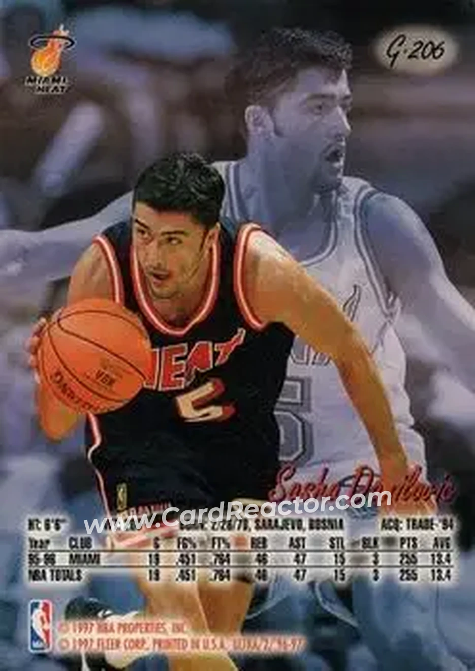 1996-97 Ultra - Gold Medallion #G-206 - Sasha Danilović - Miami Heat - Back
