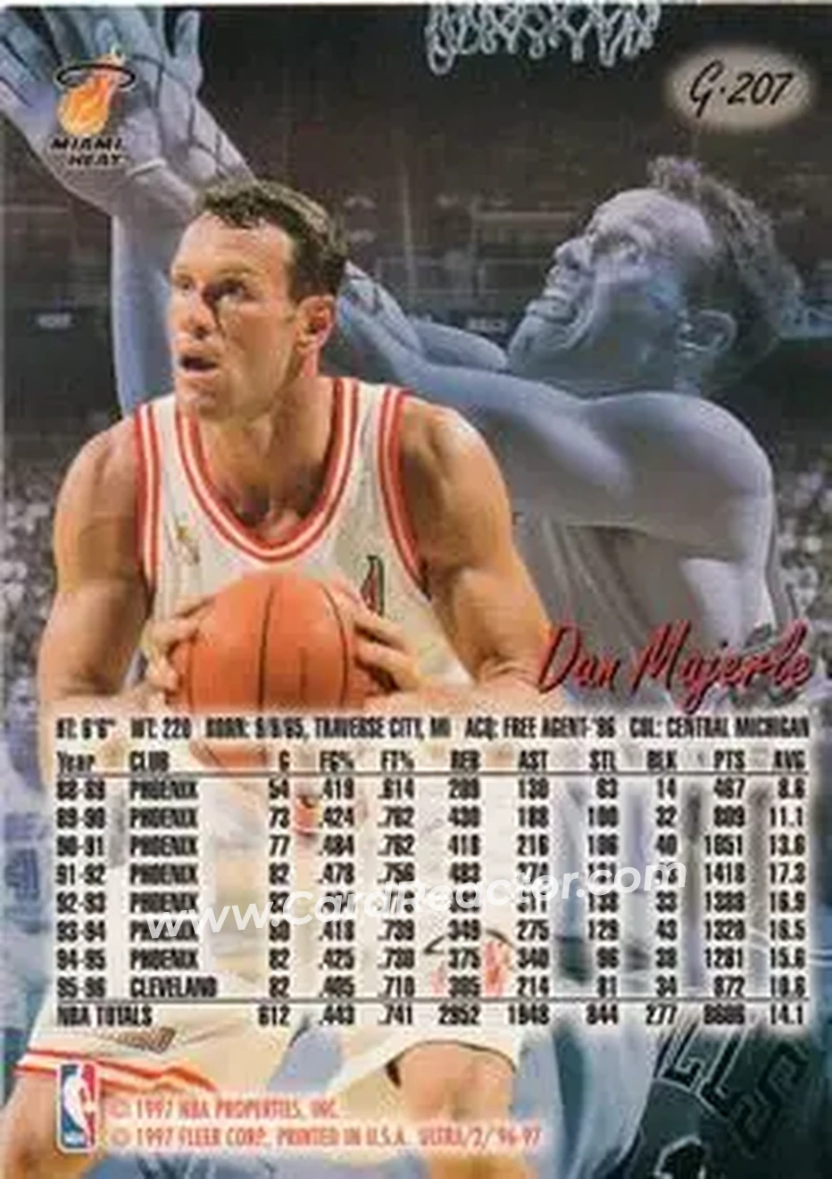 1996-97 Ultra - Gold Medallion #G-207 - Dan Majerle - Miami Heat - Back