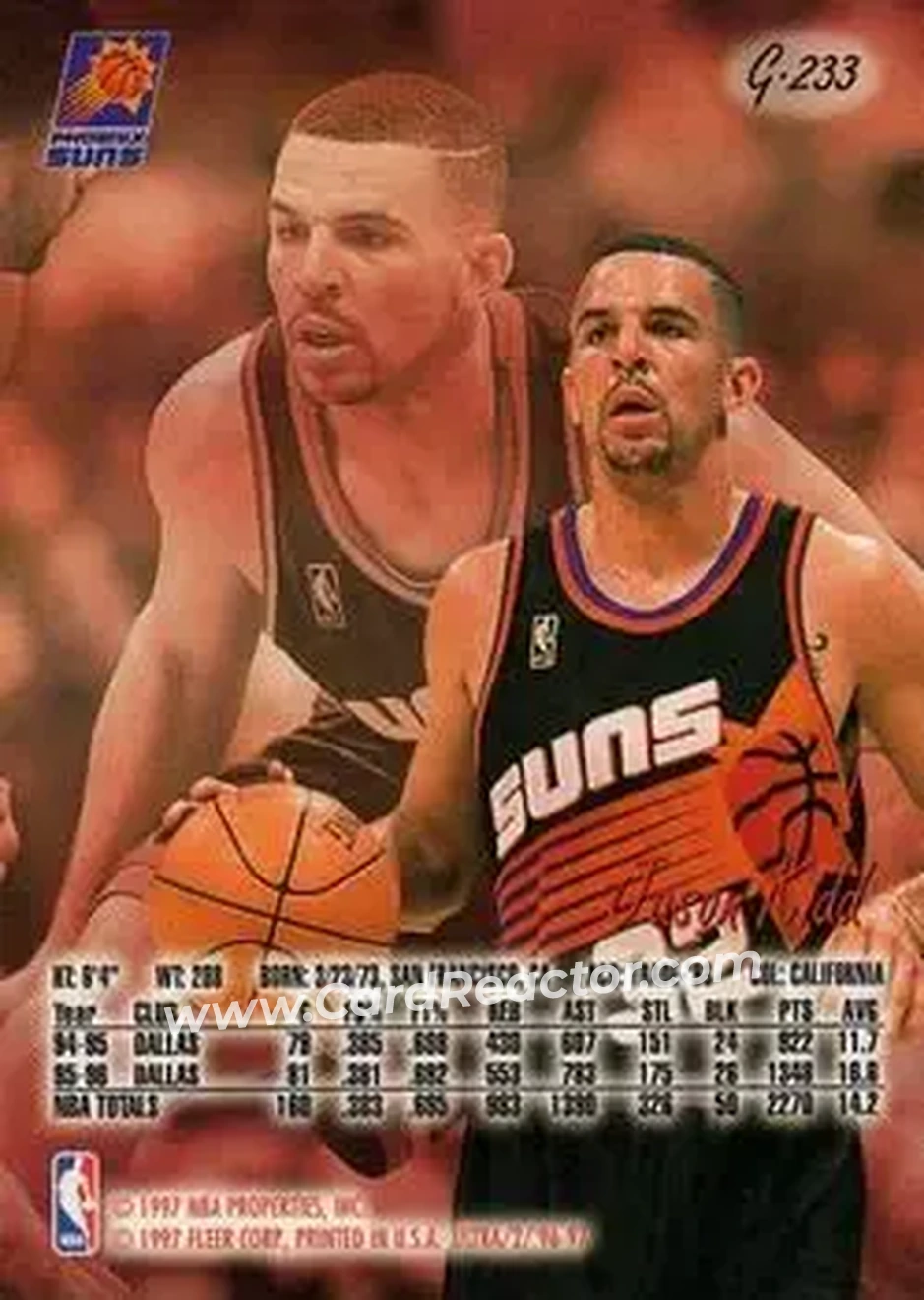 1996-97 Ultra - Gold Medallion #G-233 - Jason Kidd - Phoenix Suns - Back 1996-97 Ultra - Gold Medallion #G-233 - Jason Kidd - Phoenix Suns - Back