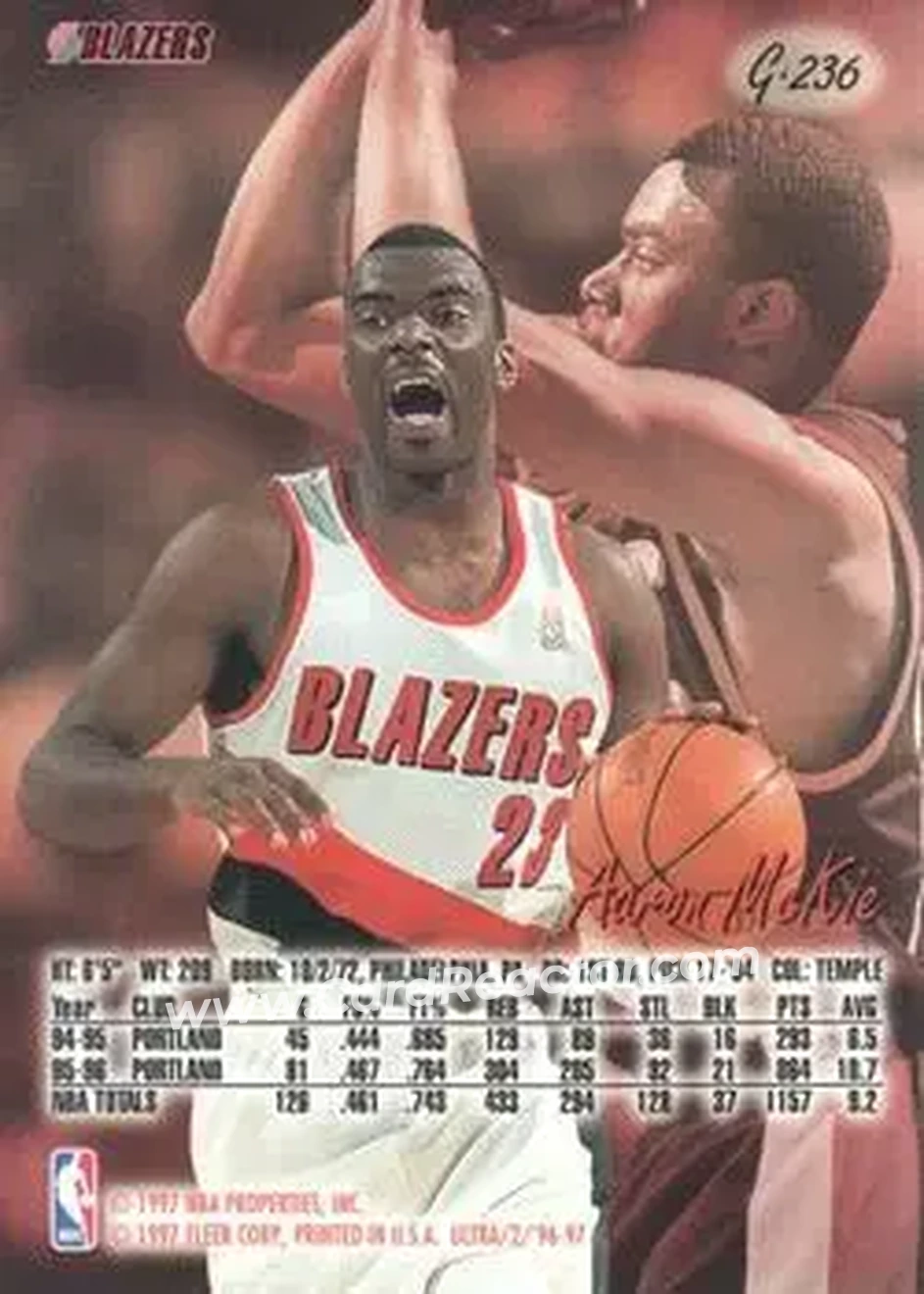 1996-97 Ultra - Gold Medallion #G-236 - Aaron McKie - Detroit Pistons - Back