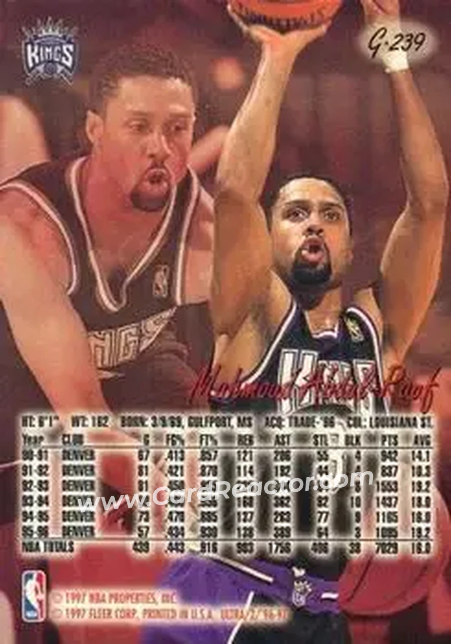 1996-97 Ultra - Gold Medallion #G-239 - Mahmoud Abdul-Rauf - Sacramento Kings - Back