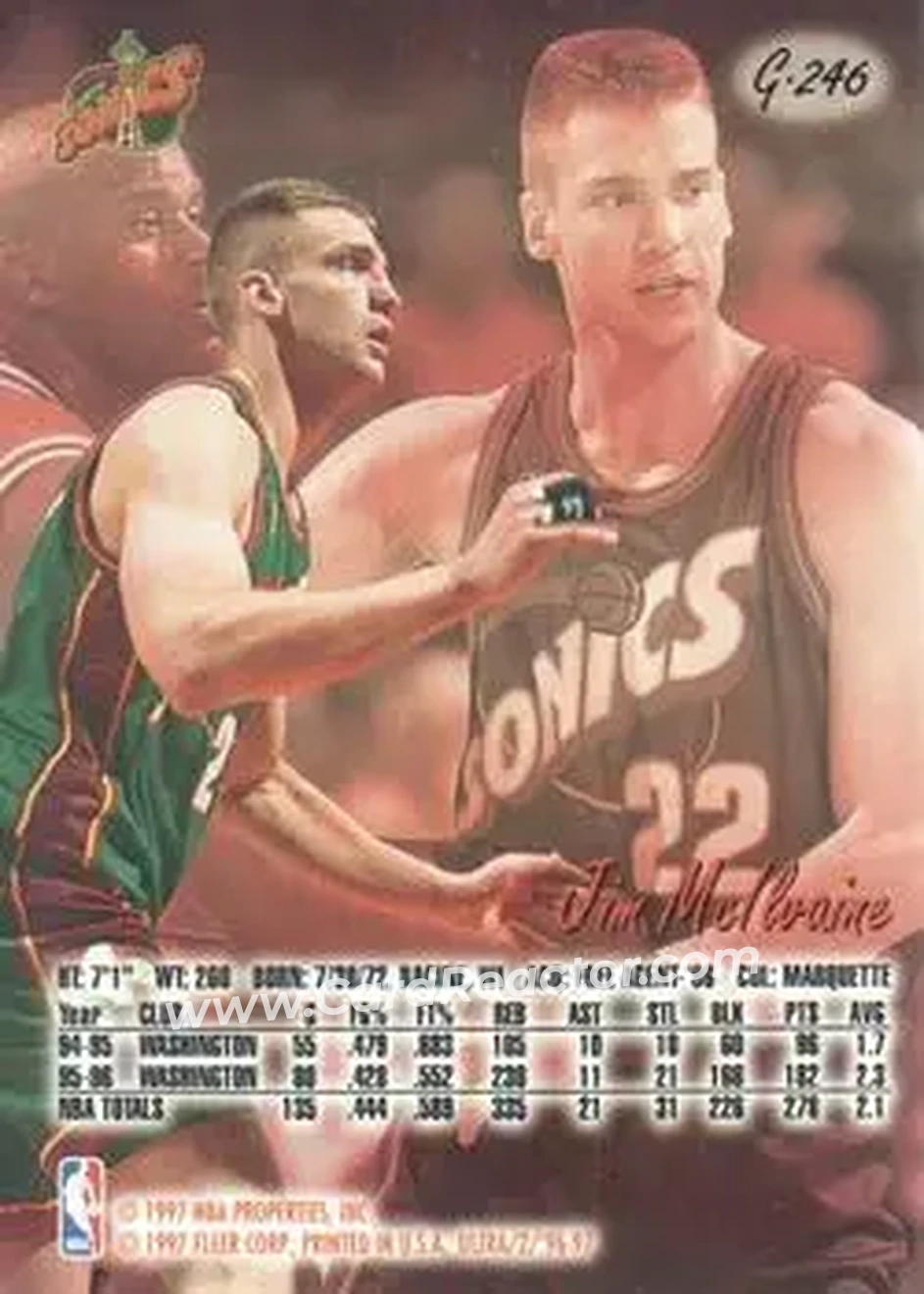 1996-97 Ultra - Gold Medallion #G-246 - Jim McIlvaine - Seattle SuperSonics - Back