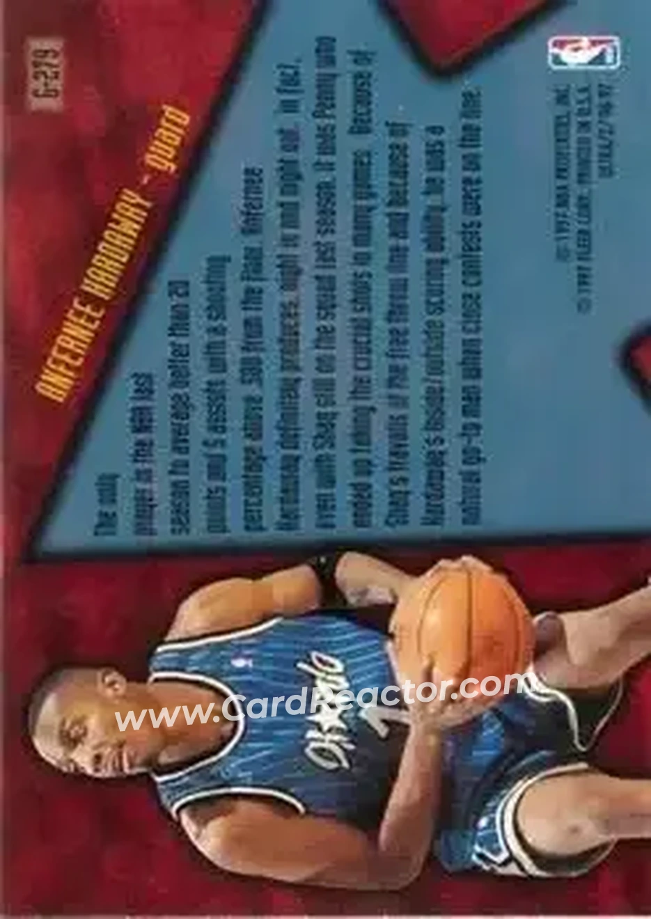 1996-97 Ultra - Gold Medallion #G-279 - Anfernee Hardaway - Orlando Magic - Back