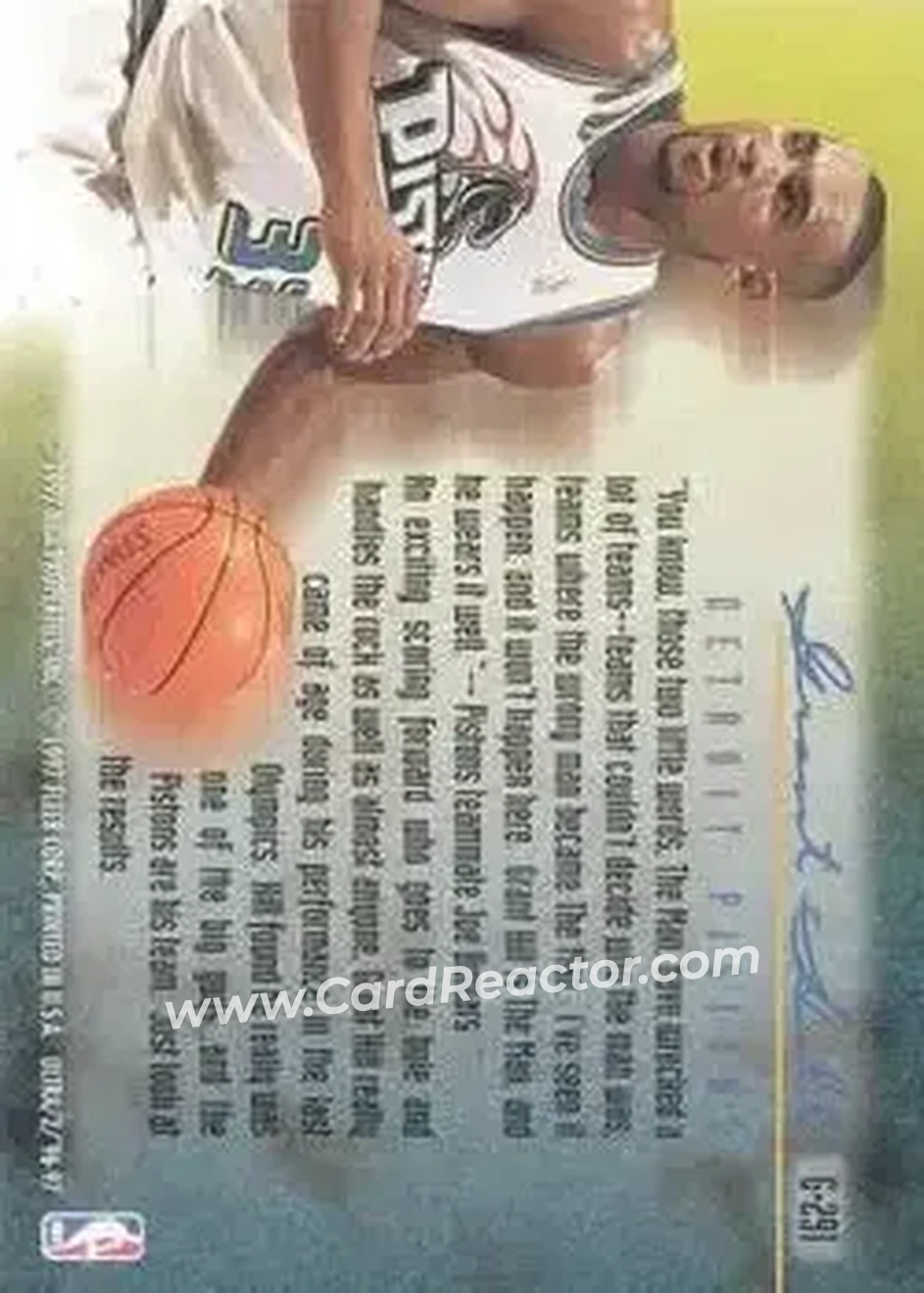 1996-97 Ultra - Gold Medallion #G-291 - Grant Hill - Detroit Pistons - Back 1996-97 Ultra - Gold Medallion #G-291 - Grant Hill - Detroit Pistons - Back