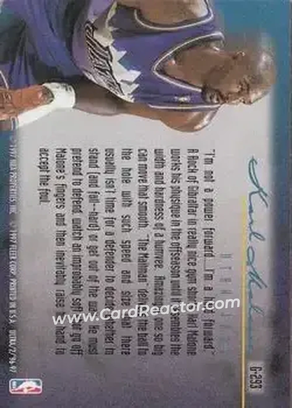 1996-97 Ultra - Gold Medallion #G-293 - Karl Malone - Utah Jazz - Back