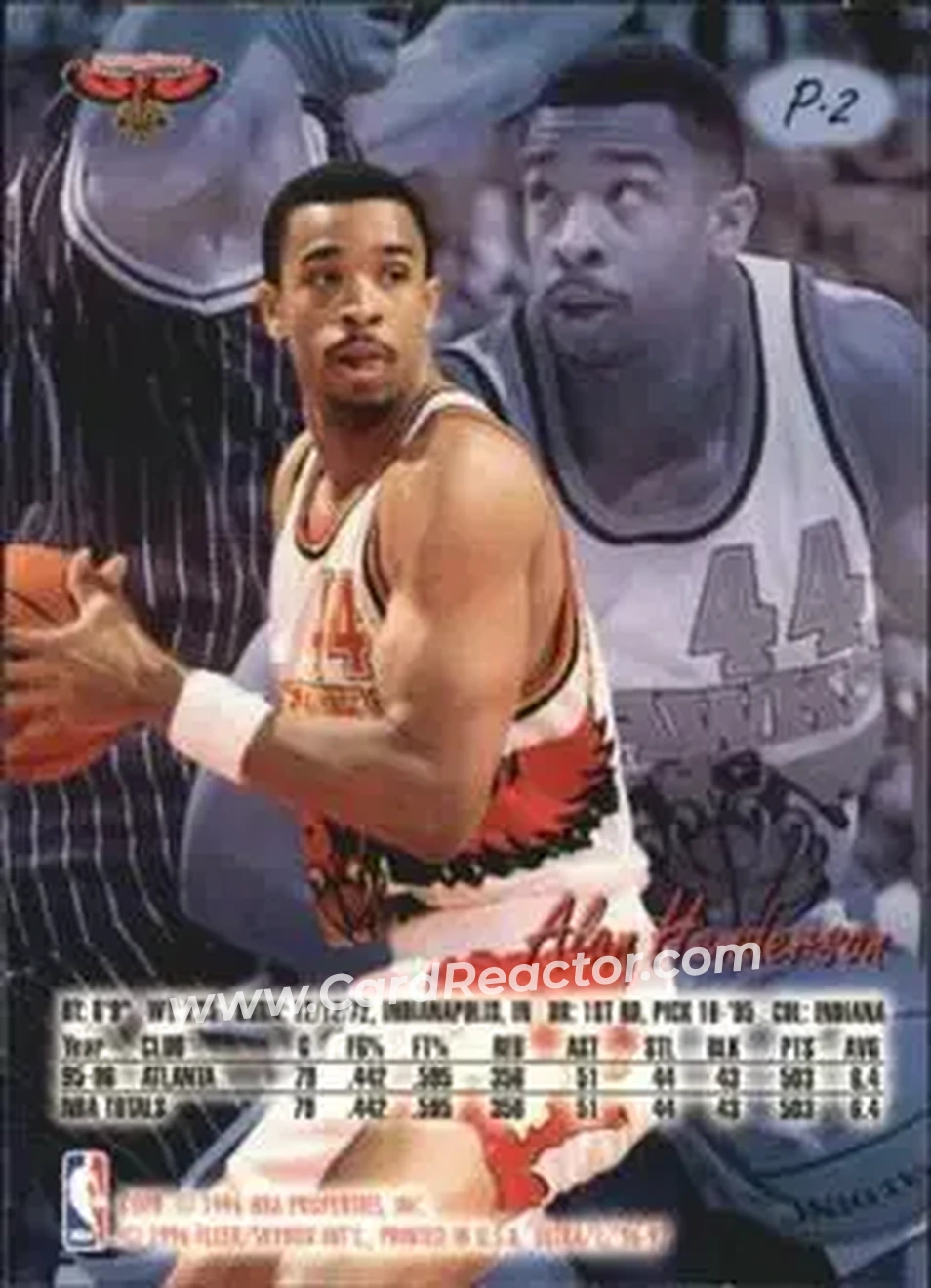 1996-97 Ultra - Platinum Medallion #P-2 - Alan Henderson - Atlanta Hawks - Back