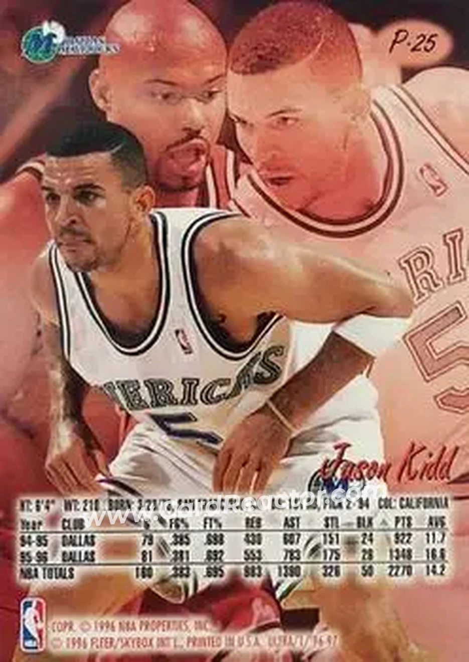 1996-97 Ultra - Platinum Medallion #P-25 - Jason Kidd - Dallas Mavericks - Back 1996-97 Ultra - Platinum Medallion #P-25 - Jason Kidd - Dallas Mavericks - Back