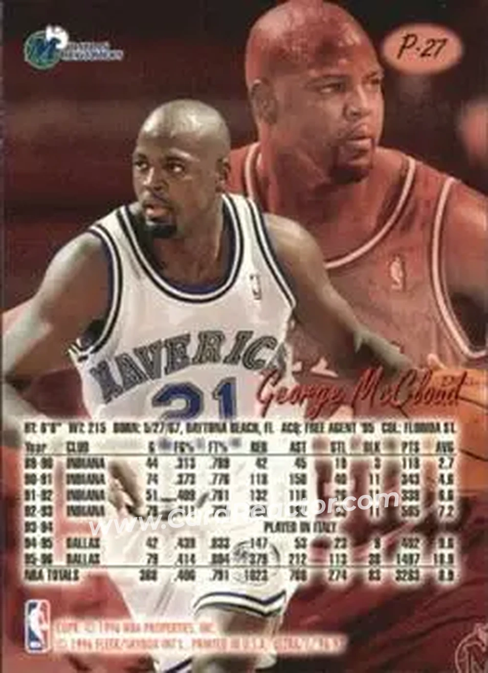 1996-97 Ultra - Platinum Medallion #P-27 - George McCloud - Dallas Mavericks - Back