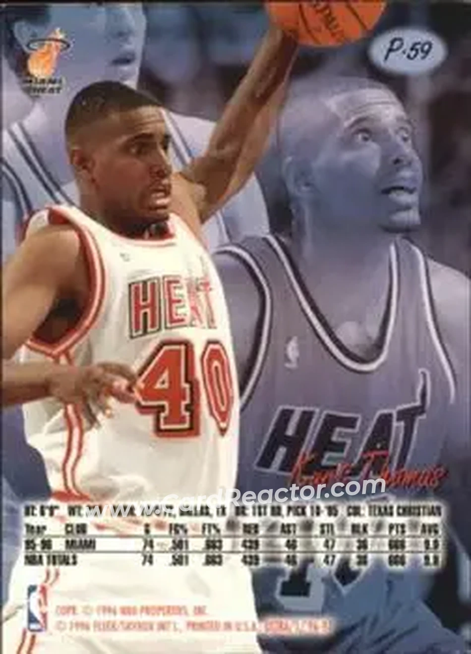 1996-97 Ultra - Platinum Medallion #P-59 - Kurt Thomas - Miami Heat - Back