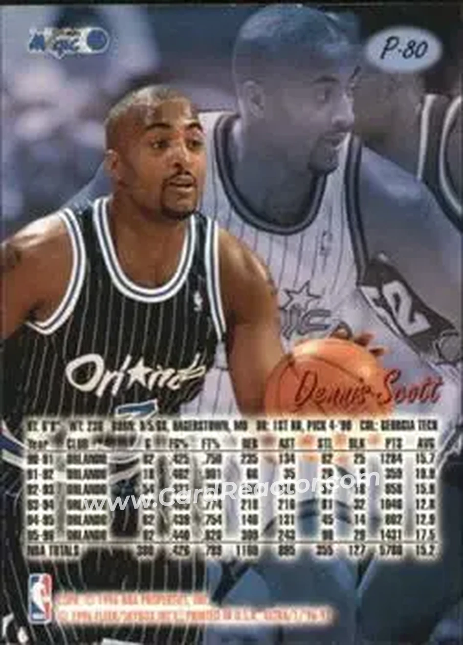 1996-97 Ultra - Platinum Medallion #P-80 - Dennis Scott - Orlando Magic - Back 1996-97 Ultra - Platinum Medallion #P-80 - Dennis Scott - Orlando Magic - Back