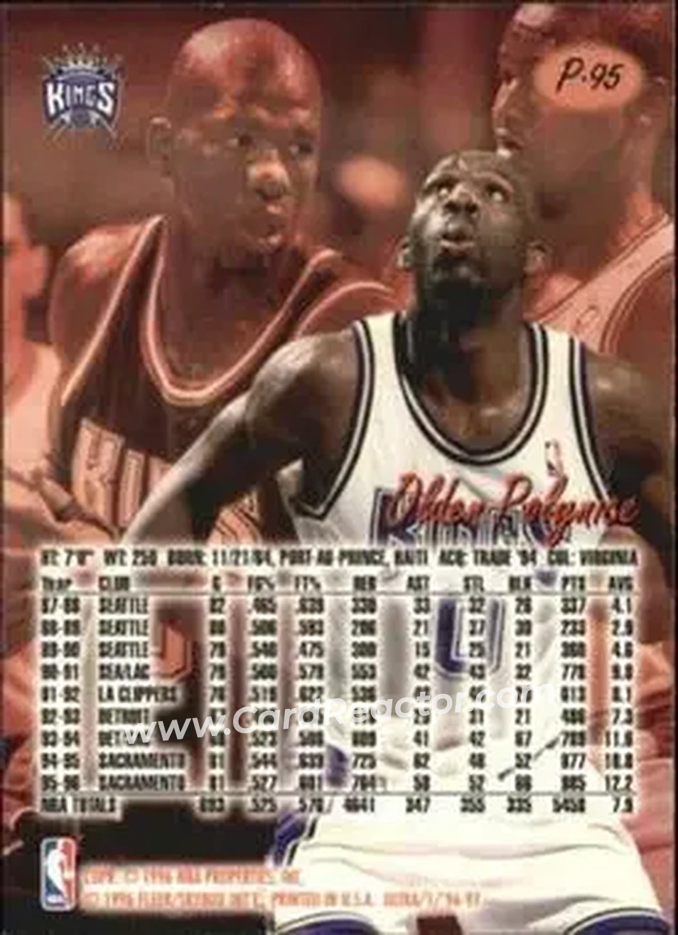 1996-97 Ultra - Platinum Medallion #P-95 - Olden Polynice - Sacramento Kings - Back